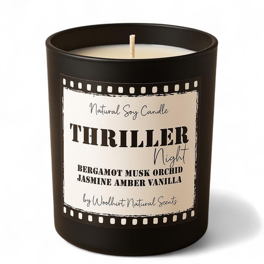 Soy Wax Scented Candles, Bergamot-Vanilla-Amber , Home Fragrance, 35h burning, Movie Night, Soy Candles, Black matt candle